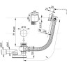 Сифон ALCAPLAST A565KM1-120 для ванны с напуском воды через перелив, для ванн с толстыми стенками, металл/металл, длина 120 см